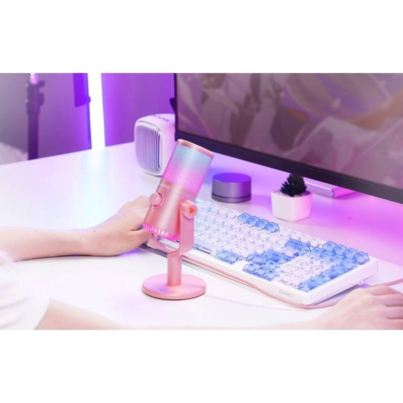 Microfone Maono DM30RGB Rosa com Conector USB-C e mini jack 3,5mm