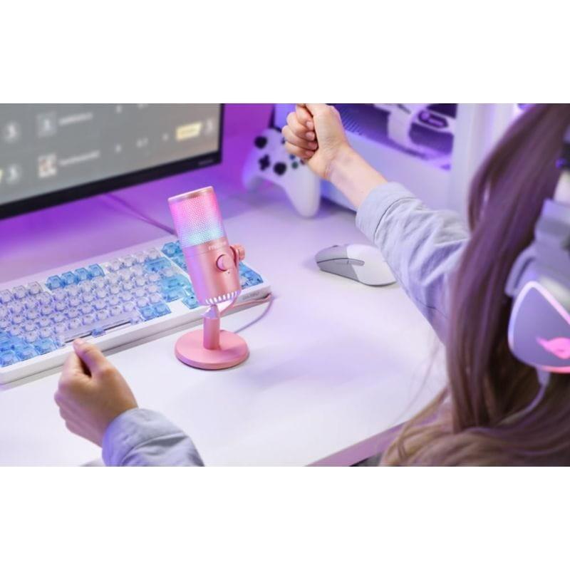 Microfone Maono DM30RGB Rosa com controle integrado