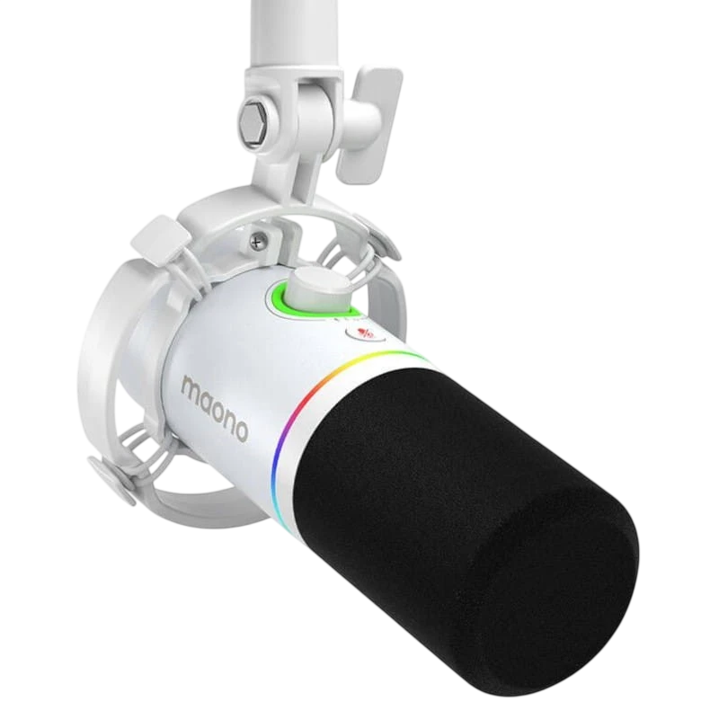 Maono PD200x RGB Blanco - Micrófono USB para Grabación y Transmisión en PC