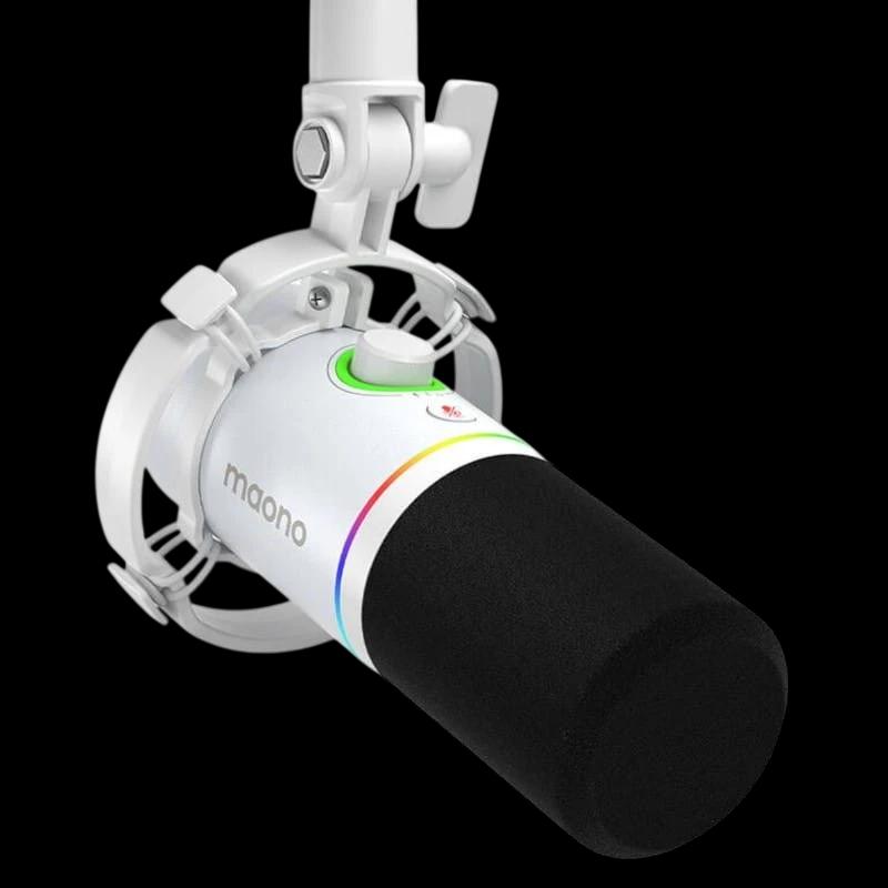 Maono PD200x RGB Blanco - Micrófono USB para Grabación y Transmisión en PC