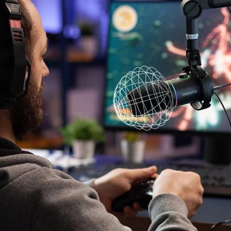 Maono PD200x RGB Negro - Micrófono USB para Grabación y Transmisión en PC control intuitivo