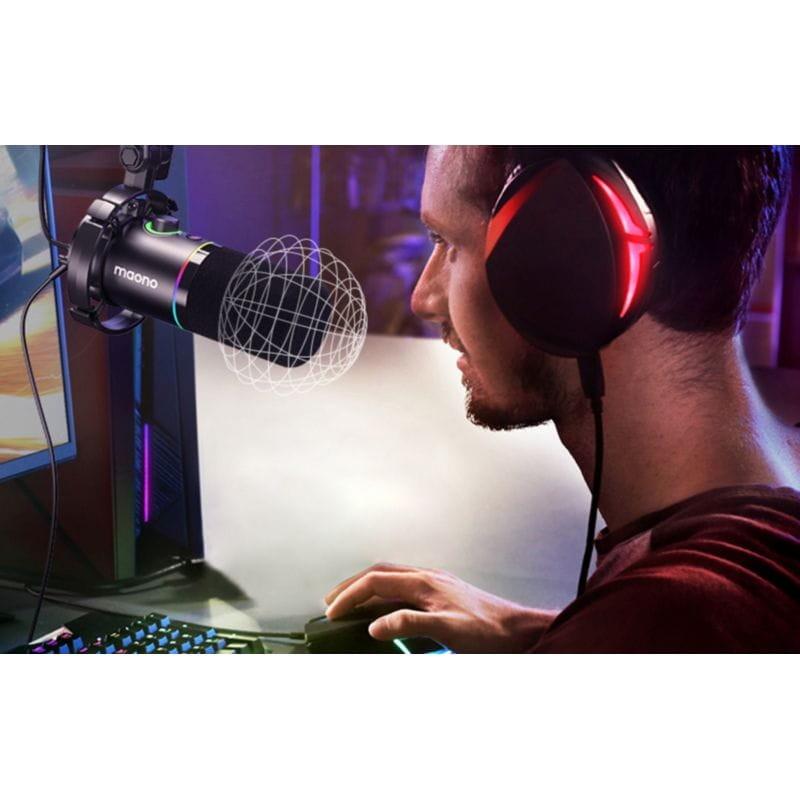 Microphone Maono PD200XS Noir avec contrôle de la sensibilité et du volume