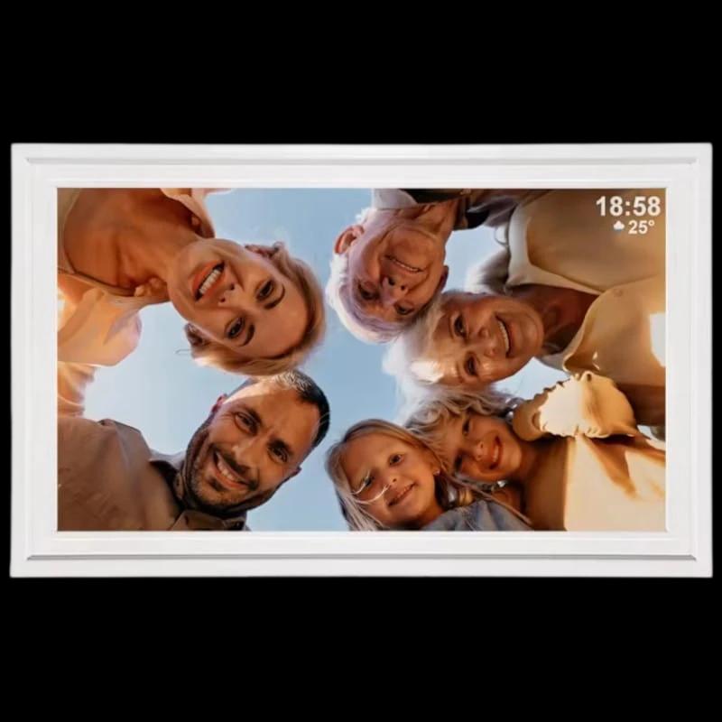 Marco de fotos Digital con WiFi pantalla de 15,6 pulgadas táctil IPS HD de 1920x1080 Tarjeta de Memoria 32GB incluida - Color Blanco
