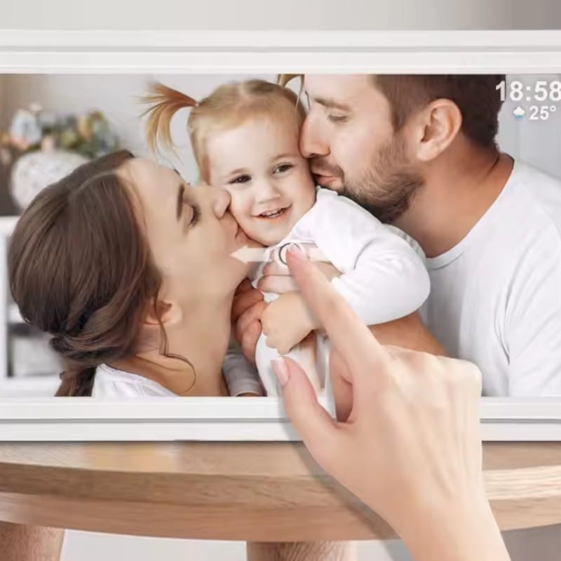 Frontal de Marco de fotos Digital con WiFi pantalla de 15,6 pulgadas táctil IPS HD de 1920x1080 Tarjeta de Memoria 32GB incluida - Color Blanco