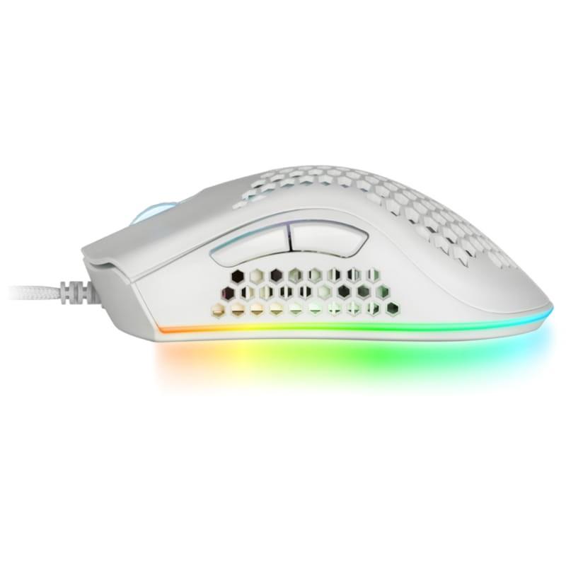 Mars Gaming MMEXW USB RGB Branco - Mouse para jogos - 32000 DPI Vista lateral esquerda