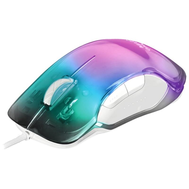 Mars Gaming MMGLOWW USB RGB Branco - Mouse para jogos - 12800 DPI Vista frontal lado esquerdo