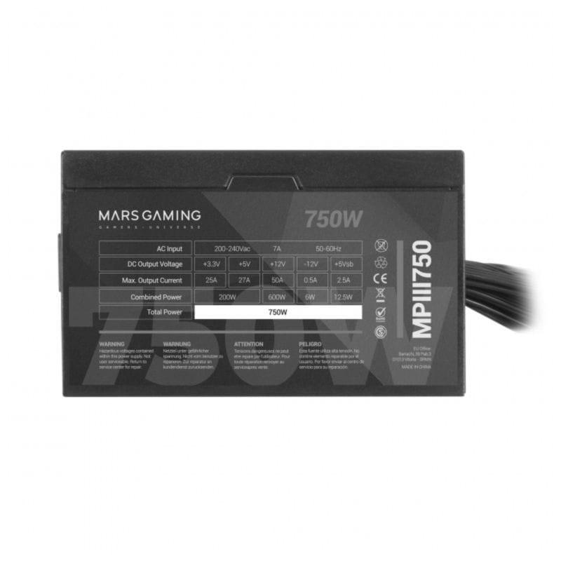 Frontal de la Mars Gaming MPIII750 750W Negro/Rojo
