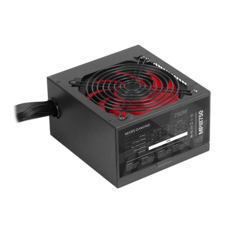 Vista trasera de la Mars Gaming MPIII750 750W Negro/Rojo