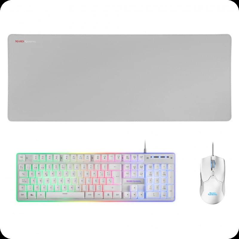 Mars Gaming Keyboard and Mouse Kit MCPXWES Blanc