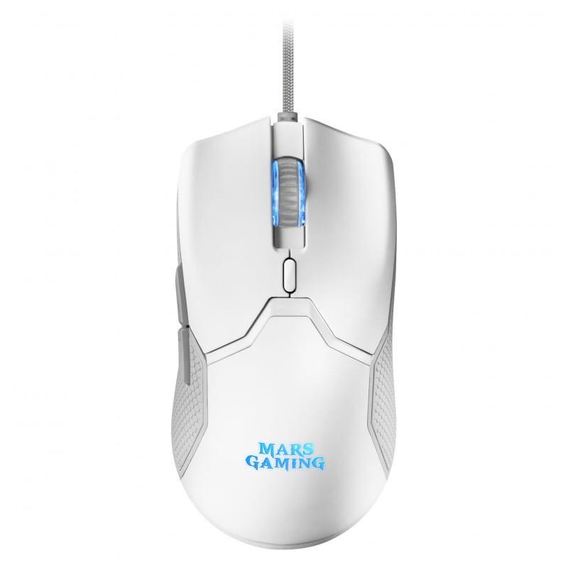 Mars Gaming Keyboard and Mouse Kit MCPXWES Vue de la souris blanche éclairée en bleu