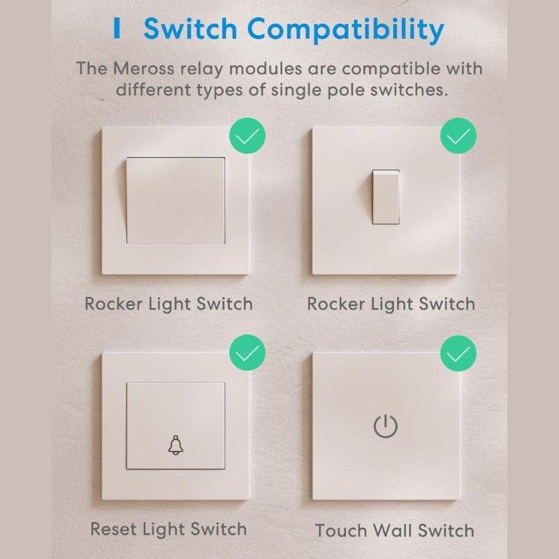 Meross MSS810HK-UN Blanco - Interruptor de pared Inteligente compatibilidad de interruptores
