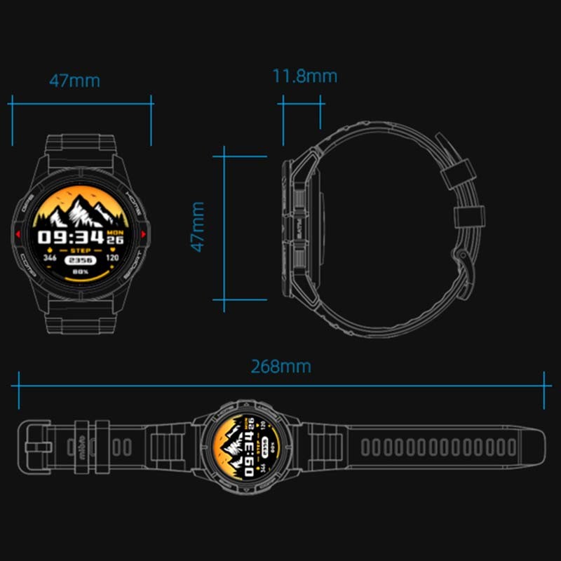 dimensiones del Reloj inteligente Mibro Watch GS Active Blanco