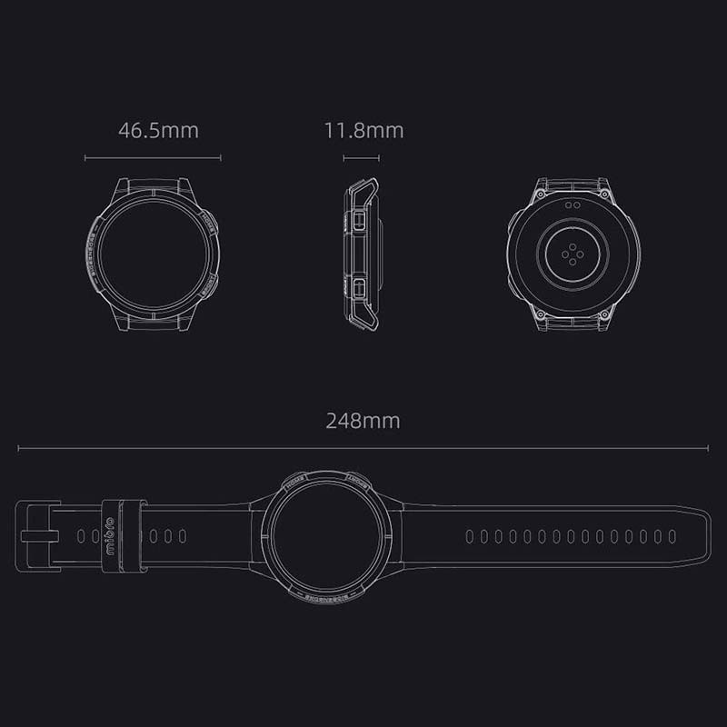 Dimensões do relógio inteligente Mibro Watch GS Black