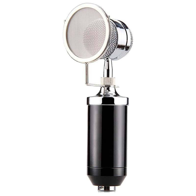 vista frontal y lateral del Micrófono Condensador BM-8000 Streaming/Estudio Rosa