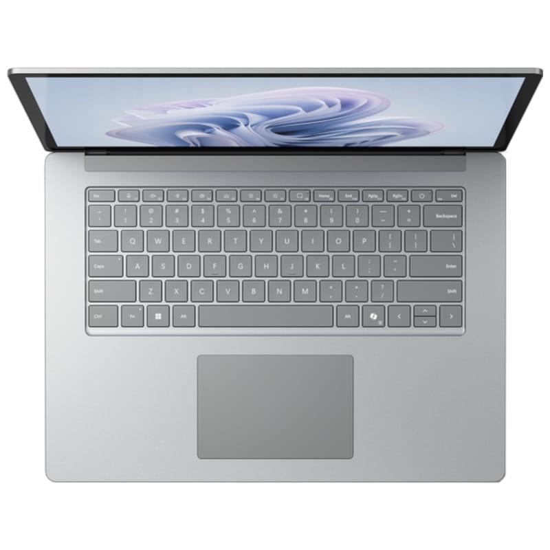 Microsoft Surface Laptop 6 Intel Core Ultra 7 165H/16GB/256GB/W11 Pro Platinum - Vue de dessus de l'ordinateur portable 15