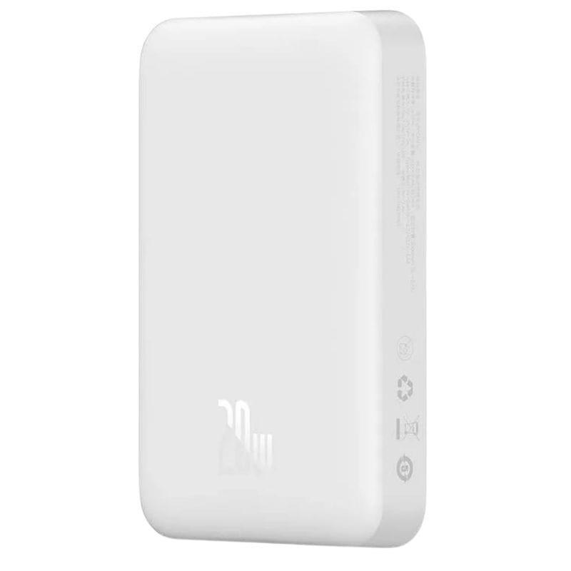 Power Bank Mini 10000mAh Baseus MagSafe Compatible White - Carregamento rápido de 20W e cabo C incluído imagem da frente