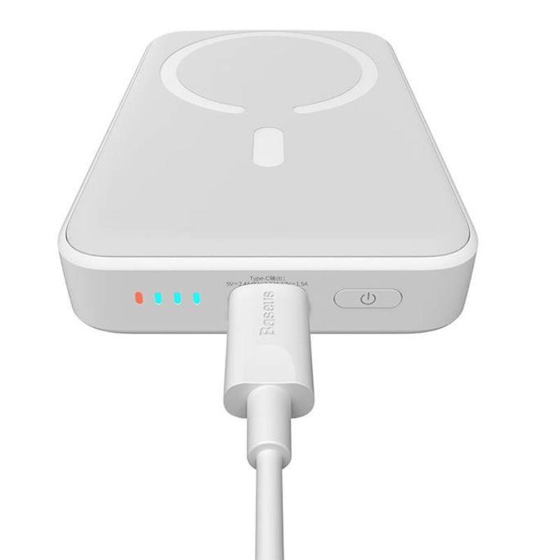 Power Bank Mini 10000mAh Baseus MagSafe Compatível Branco - Carregamento Rápido 20W e Cabo C incluído imagem de carregamento