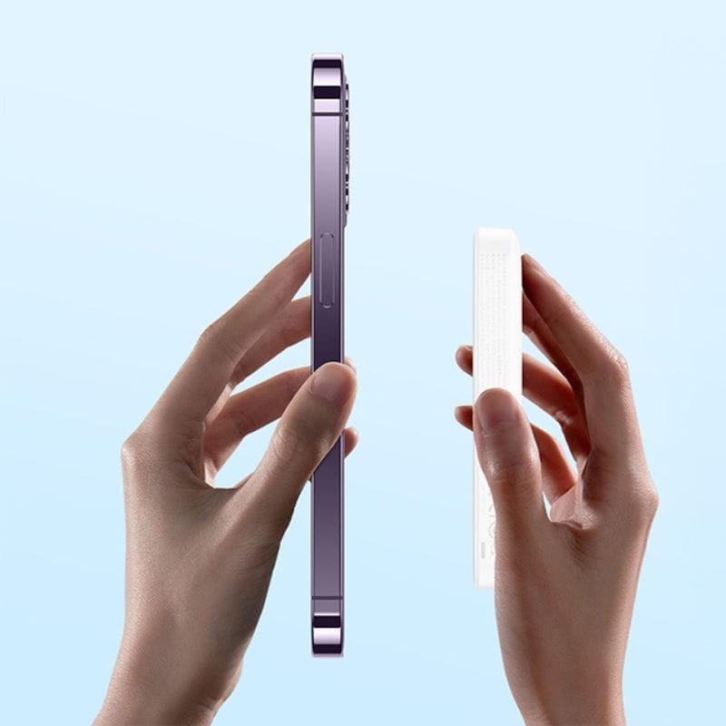 Power Bank Mini 10000mAh Baseus MagSafe Compatible White - Carregamento rápido de 20W e cabo C incluído imagem em tamanho real