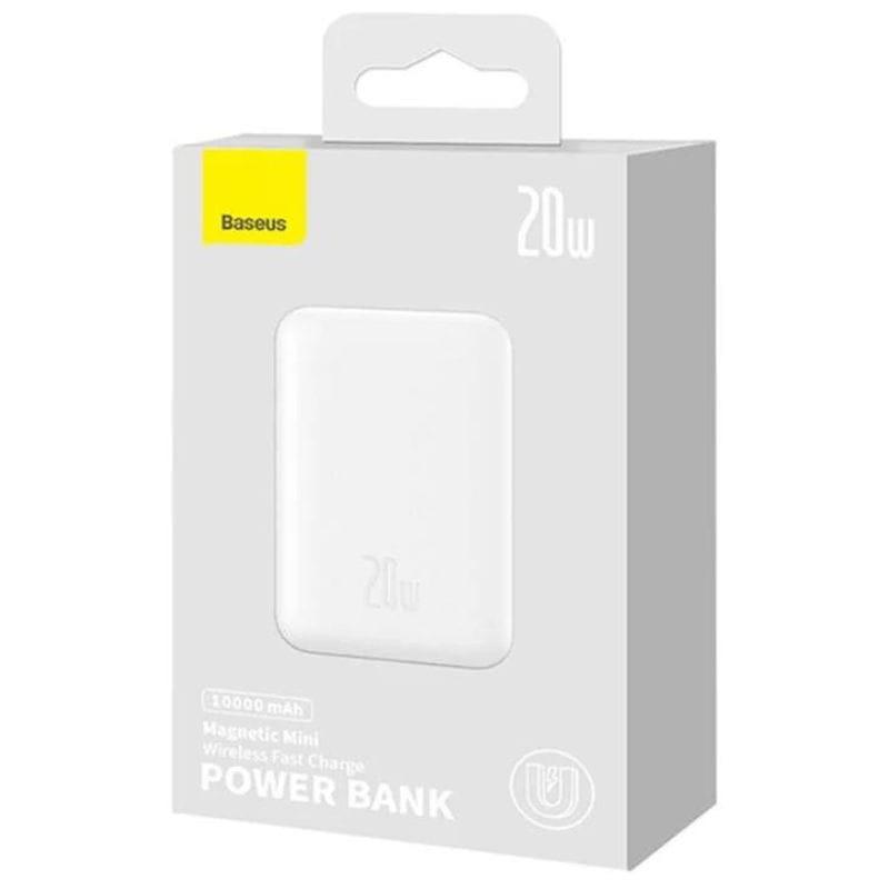 Baseus MagSafe Compatible Power Bank Mini 10000mAh Branco - Carregamento rápido de 20W e cabo C incluídos na caixa