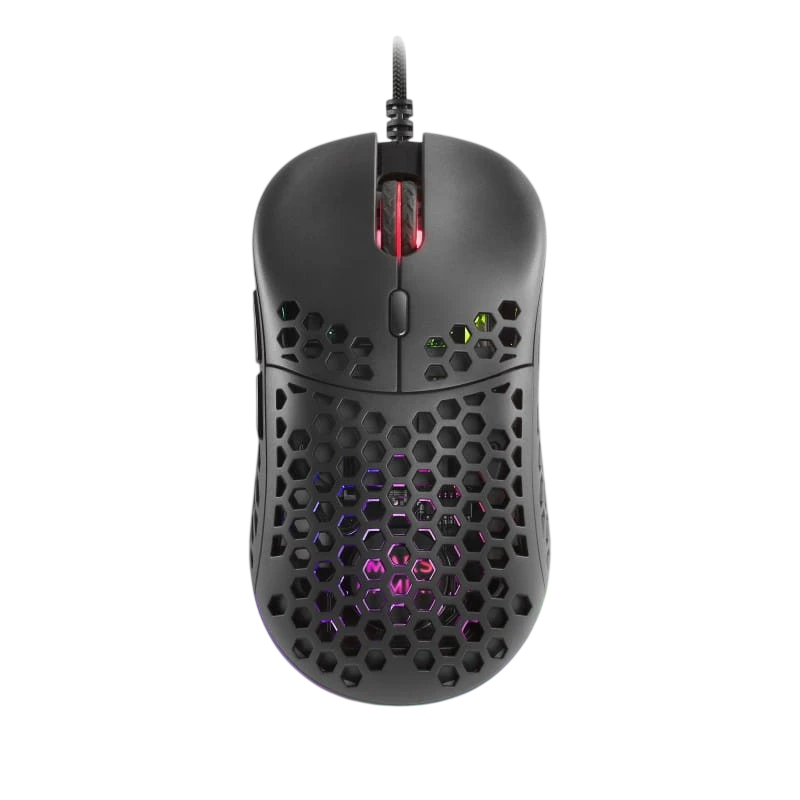 Mars Gaming MM55 - Cabo de design RGB Feather Paracord - Preto - 12800 DPI