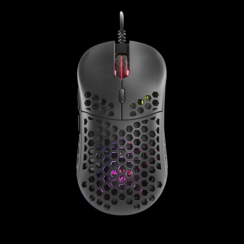 Mars Gaming MM55 - Cabo de design RGB Feather Paracord - Preto - 12800 DPI