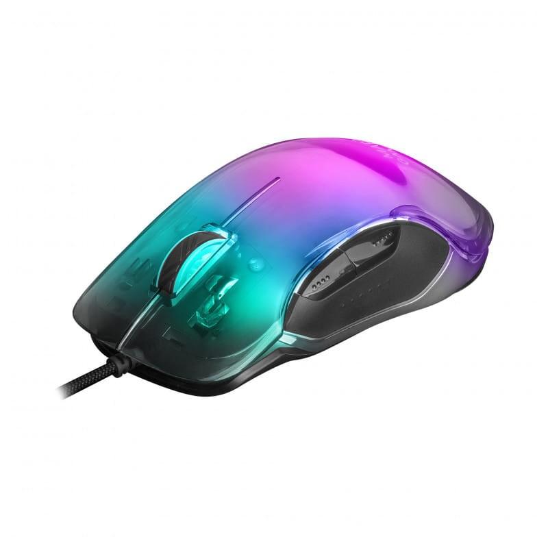 Mars Gaming RGB Chroma Glow Gaming Mouse Mars Gaming MMGLOW imagem iluminada em tons de roxo e verde