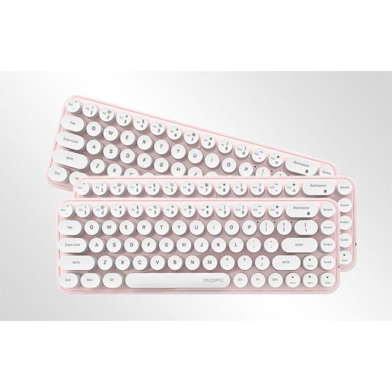 Vista múltiple del teclado MOFII Bean 2.4G Blanco/Rosa