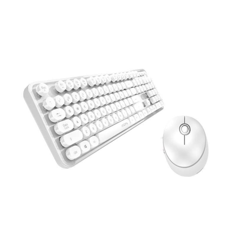 Perspectiva do teclado e mouse do Kit MOFII Sweet Branco