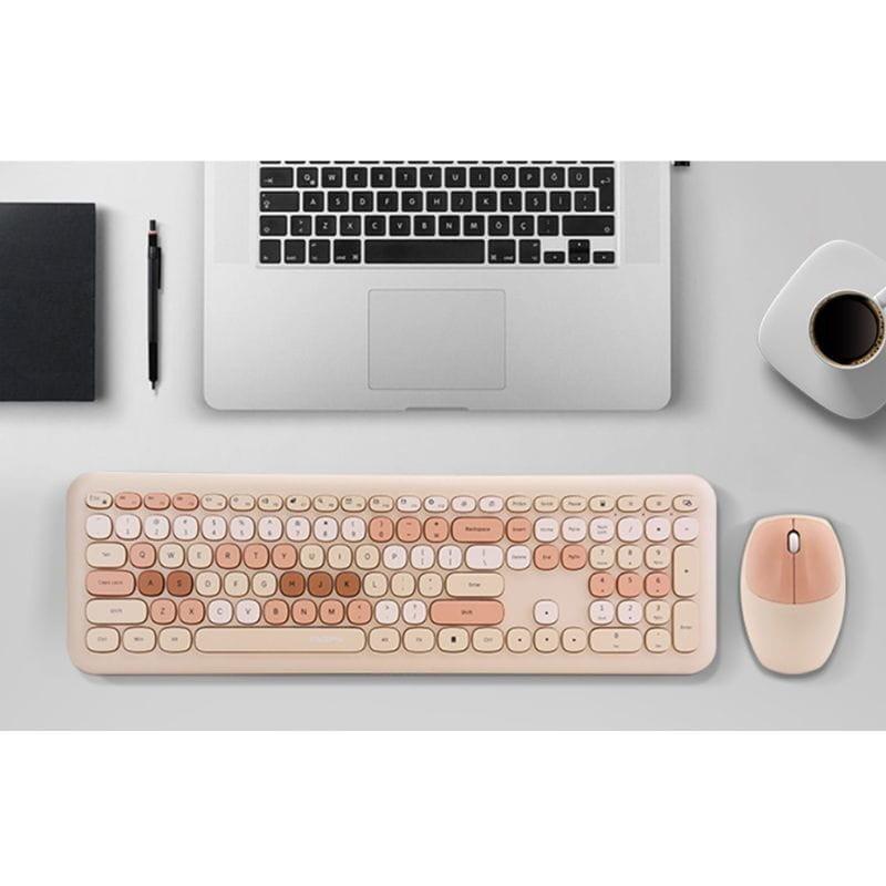 MOFII 666 Beige - Kit teclado y ratón imagen con portátil