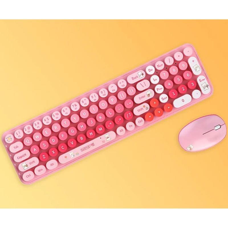 MOFI Baby Bear Rosa - Kit teclado y mouse imagen real