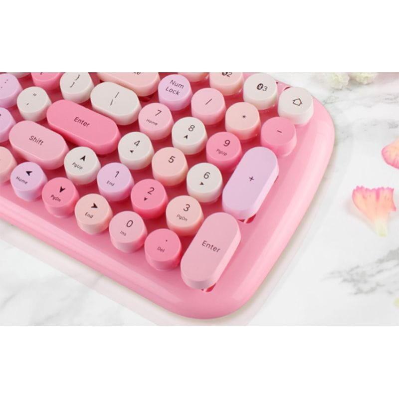 Detalle de las teclas redondeadas del Teclado MOFII Candy BT Rosa