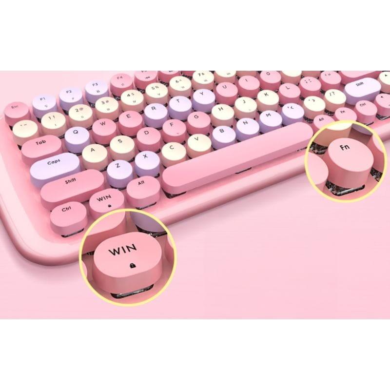 Detalle de las teclas redondeadas del Teclado QWERTY MOFII Candy M Rosa