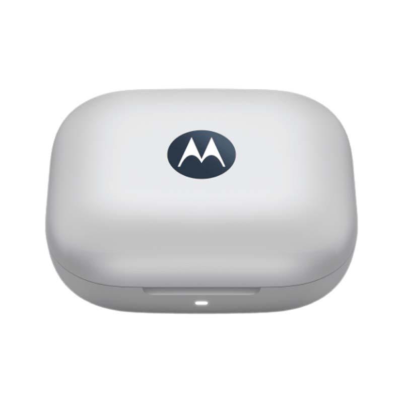 Motorola Moto Buds Azul Brilhante e estojo de carregamento fechado