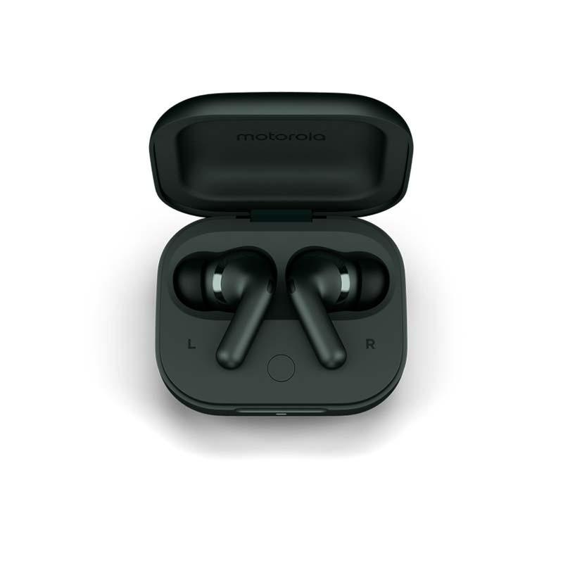 Auriculares Inalámbricos Motorola Moto Buds+ Gris en su estuche de carga