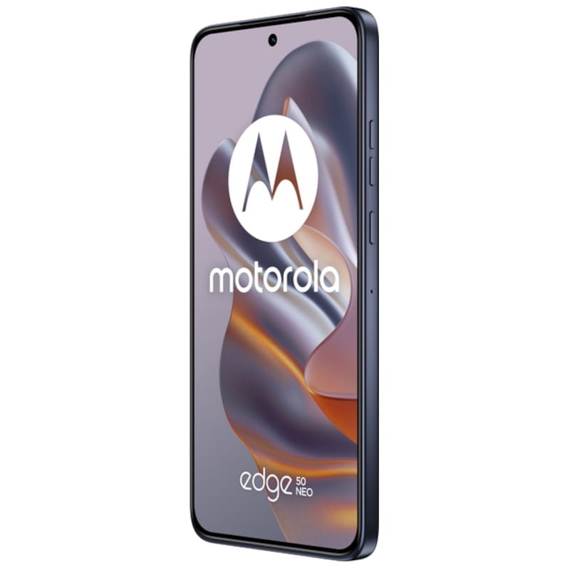 Vista frontal lado izquierdo del Motorola Moto Edge 50 Neo 12GB/512GB Gris - Teléfono móvil