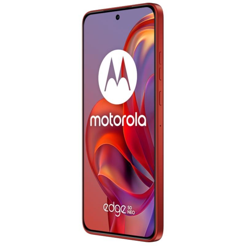 Vista frontal lateral esquerda do Motorola Moto Edge 50 Neo 12GB/512GB Laranja - Telemóvel