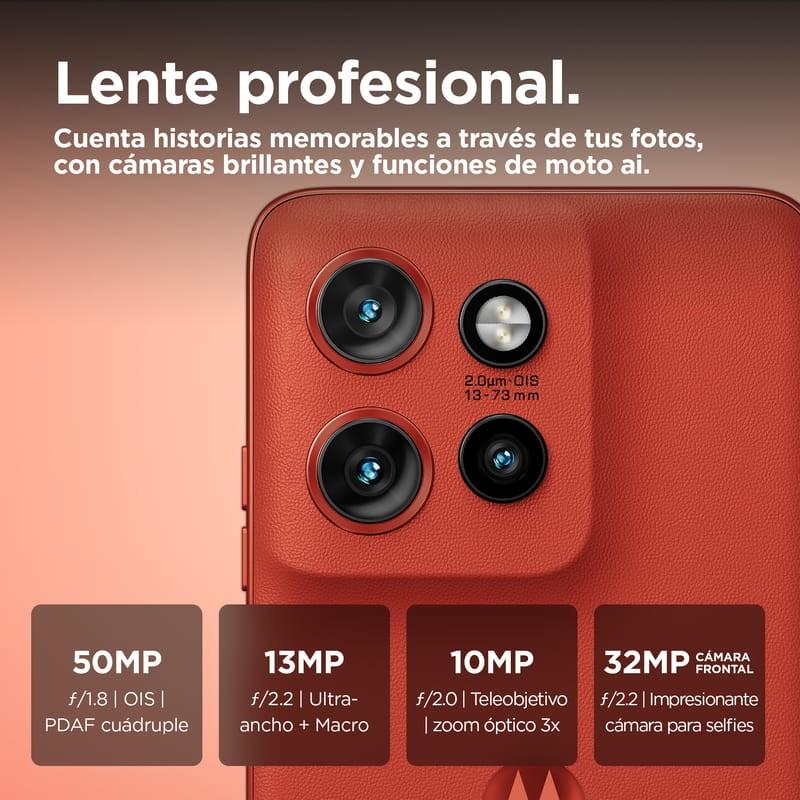 Motorola Moto Edge 50 Neo 12GB/512GB Laranja - Detalhe da câmara do telemóvel