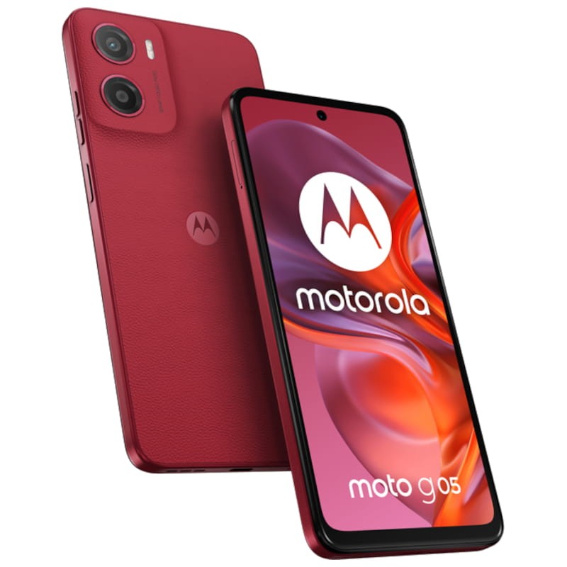 Motorola moto G05 4GB/64GB Rojo - Teléfono Vista frontal y trasera