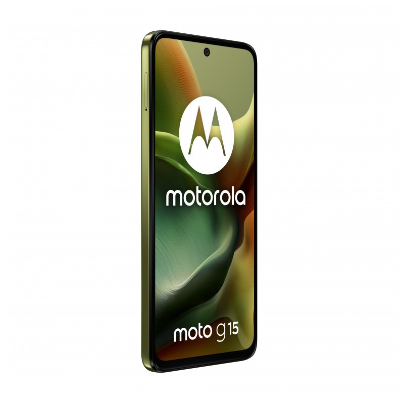Motorola Moto G15 4G 8GB/256GB Verde - vista frontal y lateral izquierdo