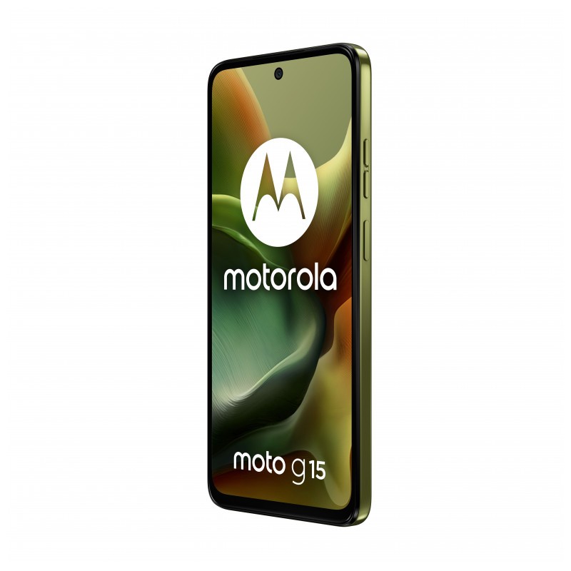 Motorola Moto G15 4G 8GB/256GB Verde - vista frontal y lateral derecho