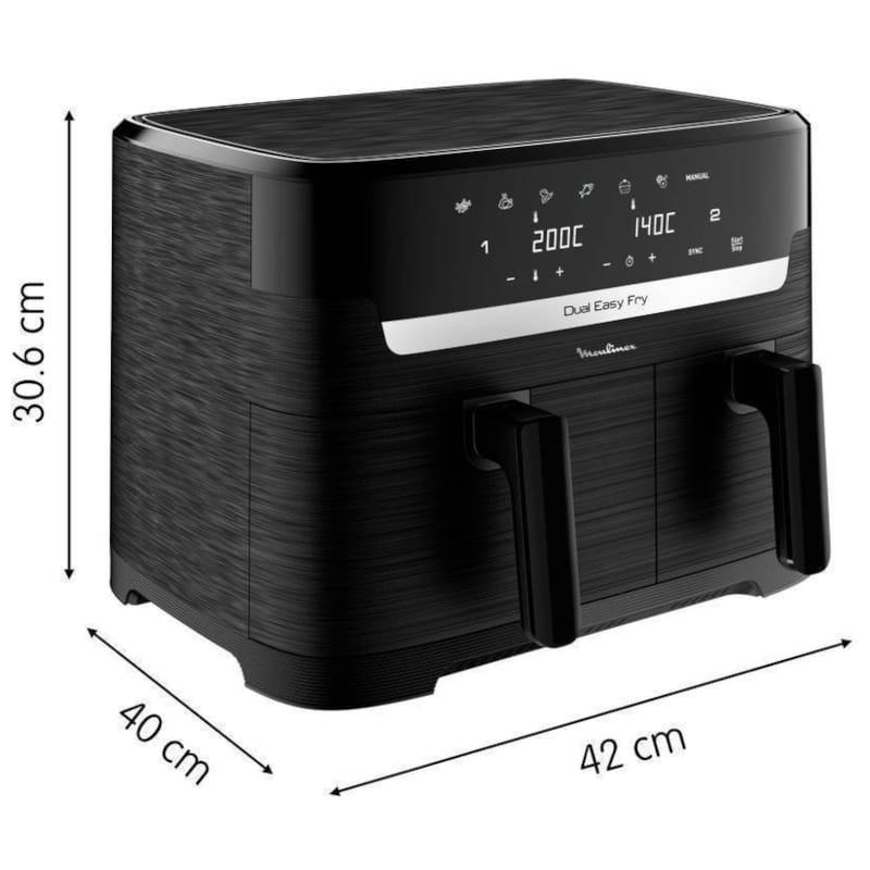 Moulinex Dual Easy Fry EZ901N20 8,3 L Preto - Dimensões da Fritadeira de Ar