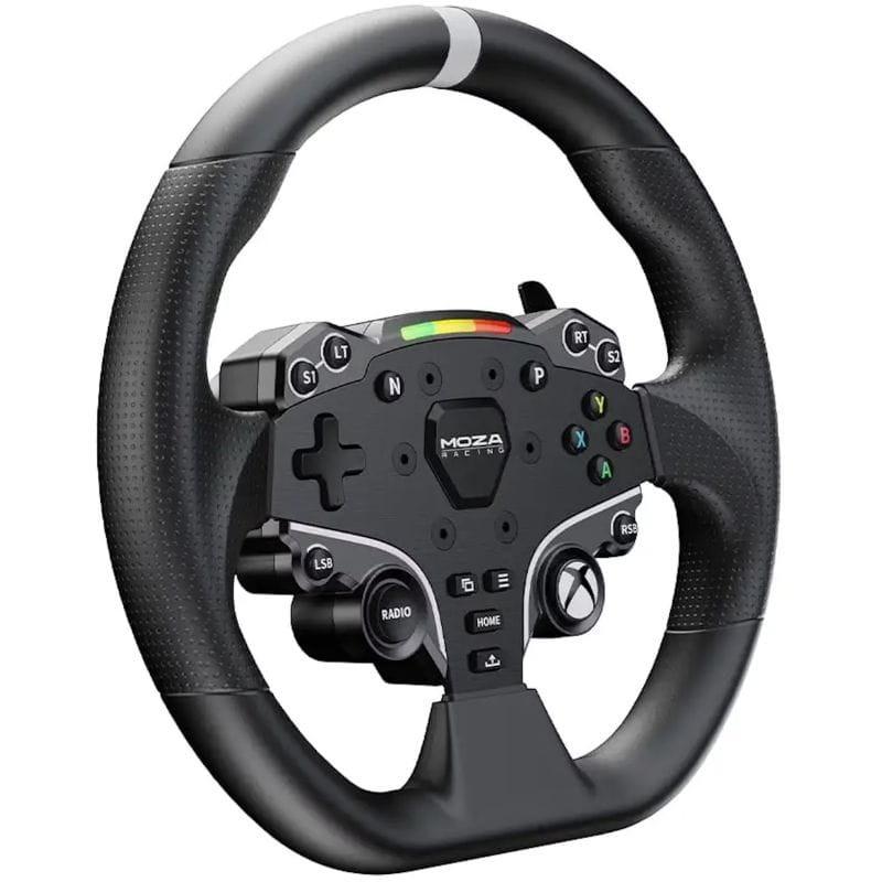 MOZA Racing ESX volante para PC e Xbox com aro perfurado, LEDs de RPM, botões programáveis, D-pad, paddles traseiros e acabamento em borracha preta