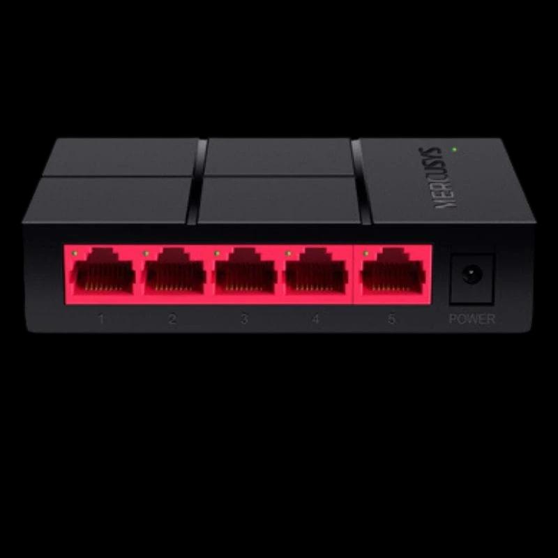 Mercusys MS105G 5 Puertos Gigabit 10 Gbps Plug & Play Negro / Rojo - Switch