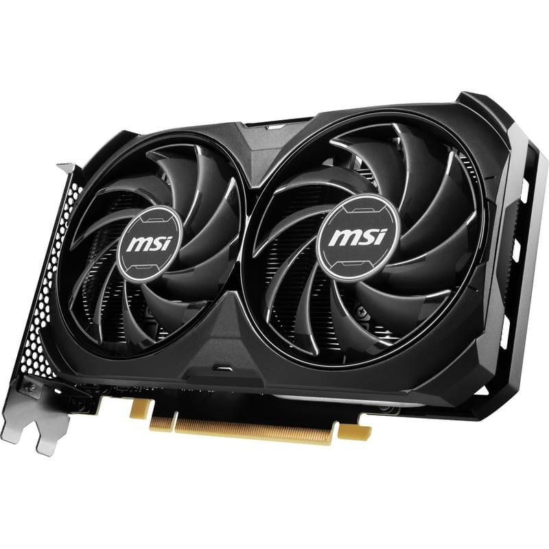 MSI Ventus GeForce NVIDIA RTX 4060 Ti 2X Noir 8 Go OC GDDR6 Noir - Carte graphique Vue avant côté droit