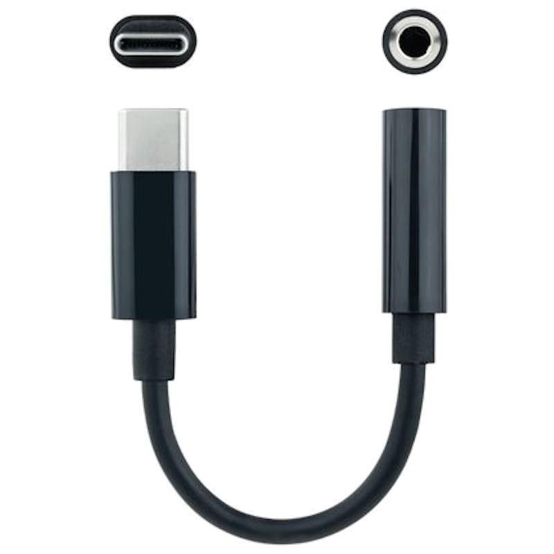 Câble Adaptateur Audio Nanocable USB-C vers Jack 3.5 Noir 11cm Vue complète