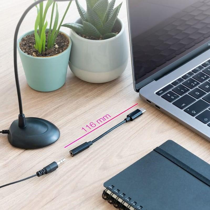 Câble Adaptateur Audio Nanocable USB-C vers Jack 3.5 Noir Longueur 11cm