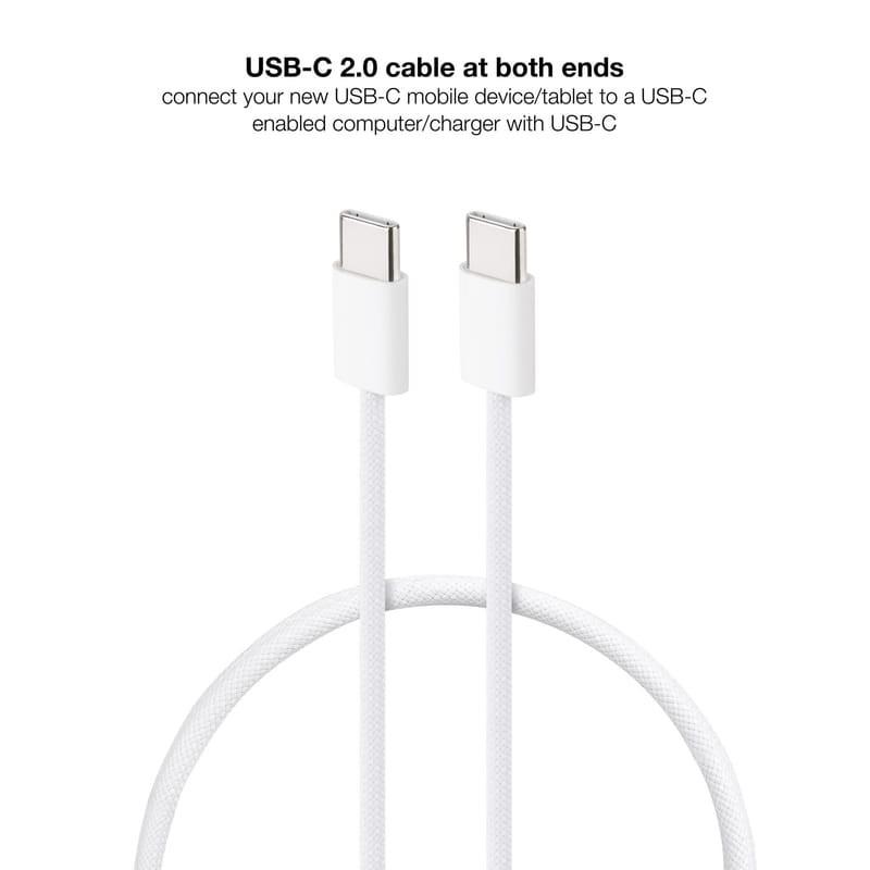 Câble Nanocable USB-C 2.0 60W 3A, USB-C/M-USB-C/M Blanc Vue de face