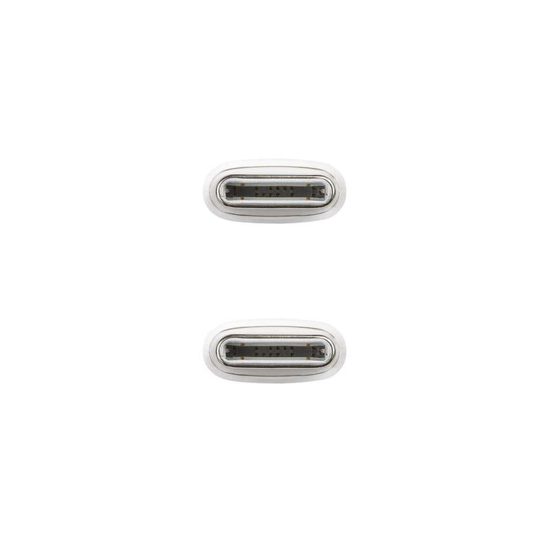 Câble Nanocable USB-C 2.0 60W 3A, USB-C/M-USB-C/M Blanc Connexion USB