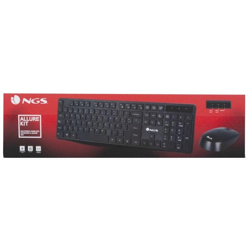 Teclado sem fio + mouse NGS Allure caixa frontal preta