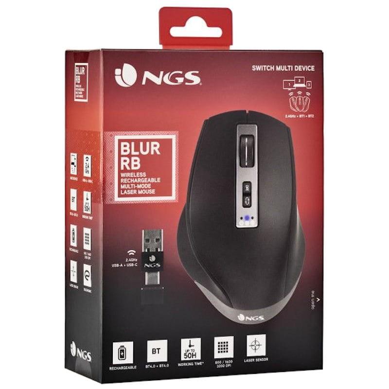 NGS BLUR-RB Ratón inalámbrico Bluetooth + USB Type-A 3200 DPI Lateral izquierdo caja